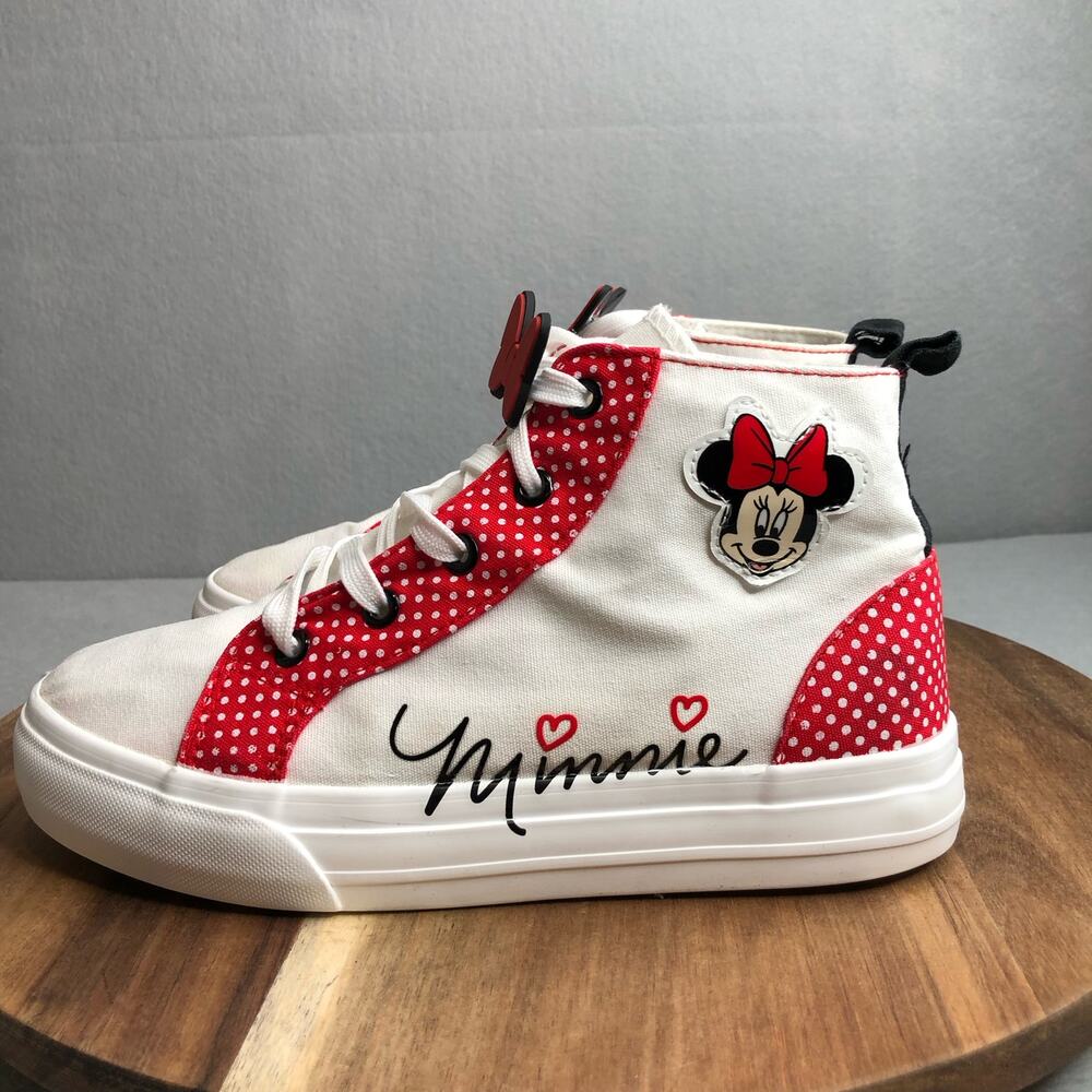 Minnie Mouse High Top Girls Size 5 Ground Up Red‎ and White Polka Dot Disney